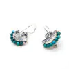 Patterned Silver Telsum Earrings with Turquoise Beads