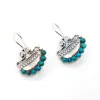 Patterned Silver Telsum Earrings with Turquoise Beads
