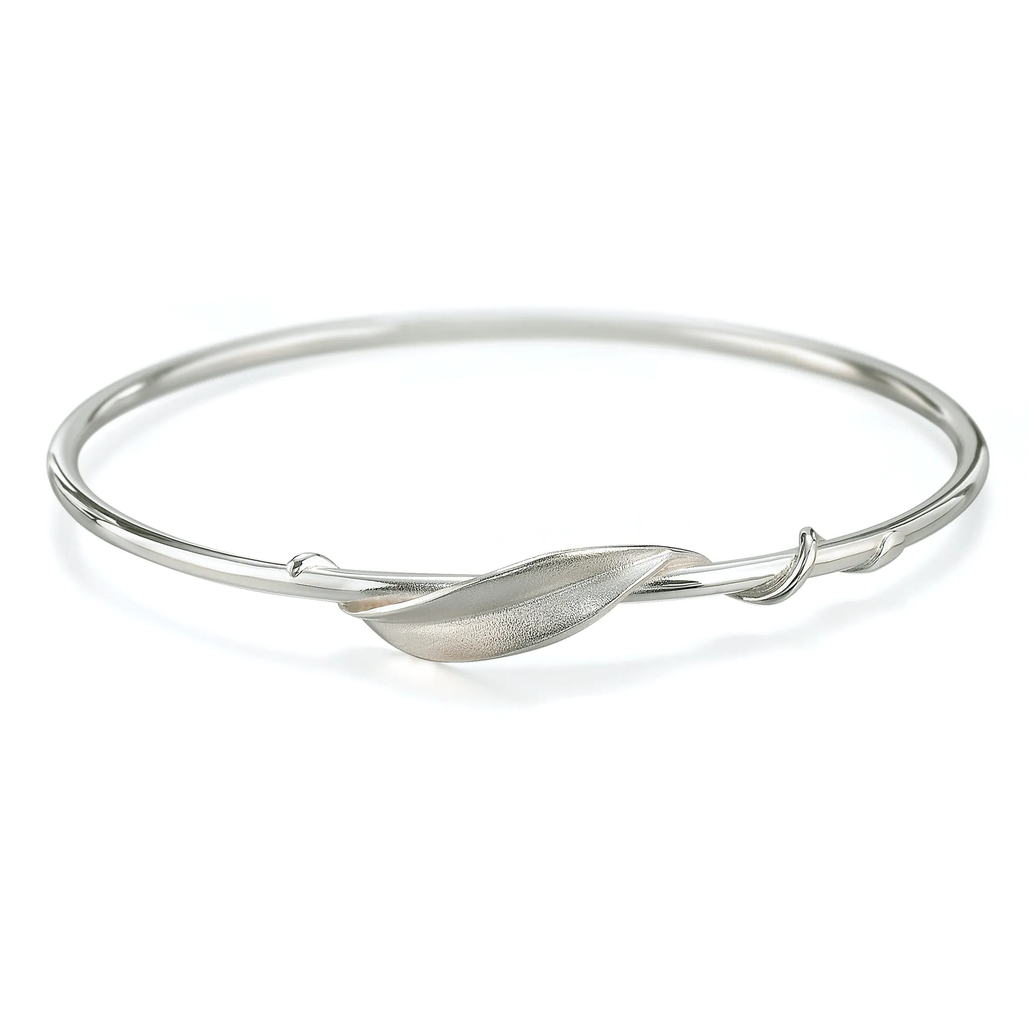 entwined leaf bangle silver