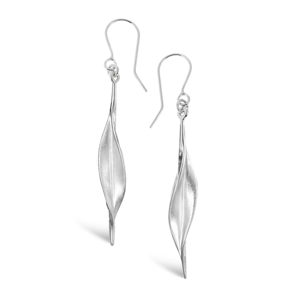 slim leaf earrings silver