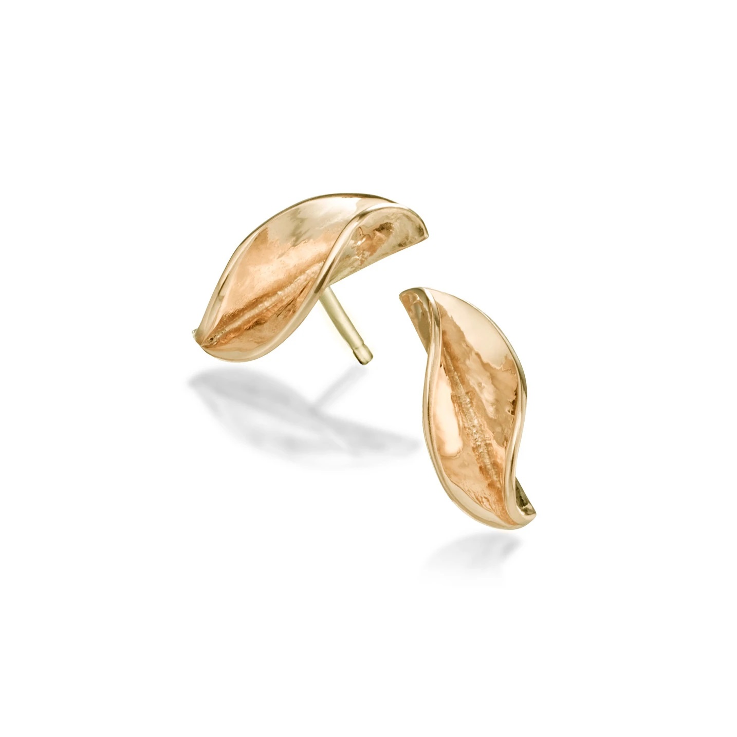 small leaf stud earrings gold