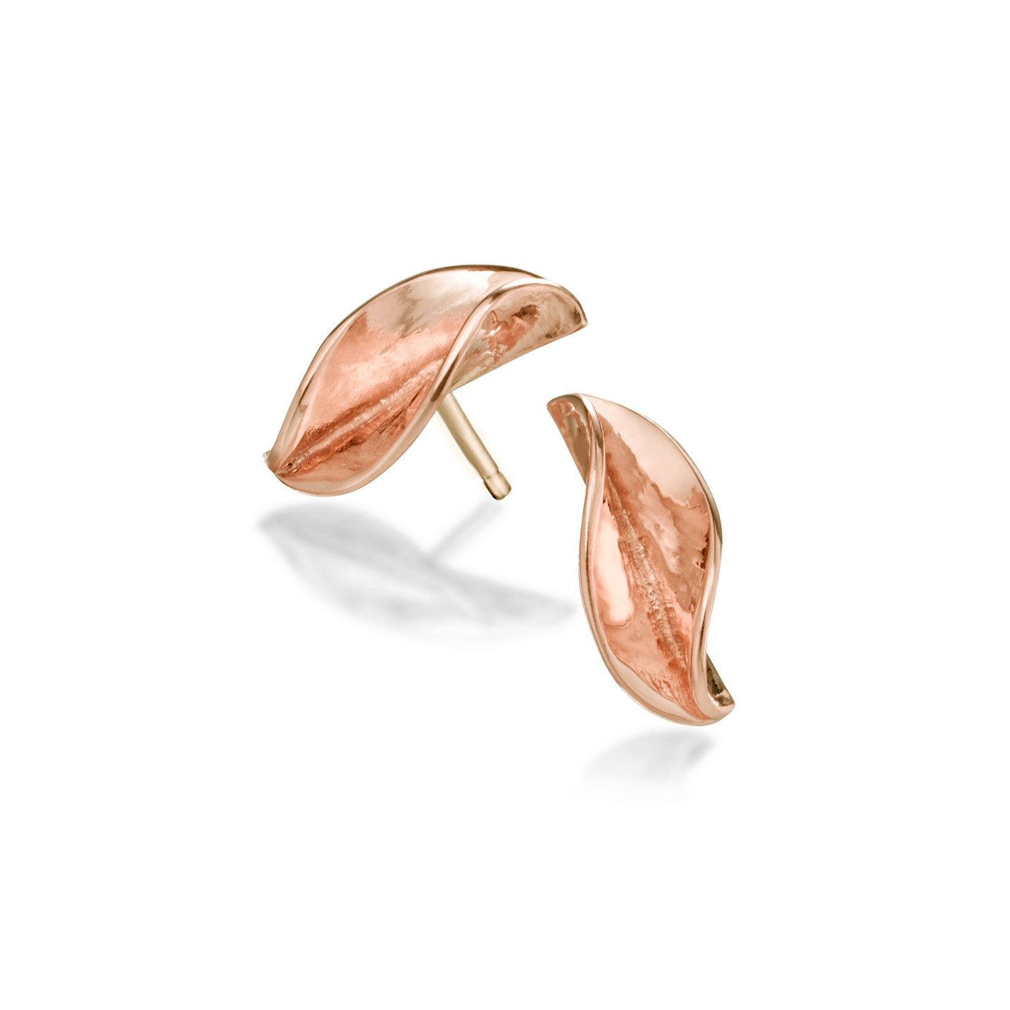 small leaf stud earrings rose gold