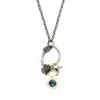 Adele Taylor- Silver/18ct Gold Poppy Seed Necklace with a Stunning London Blue Topaz Drop