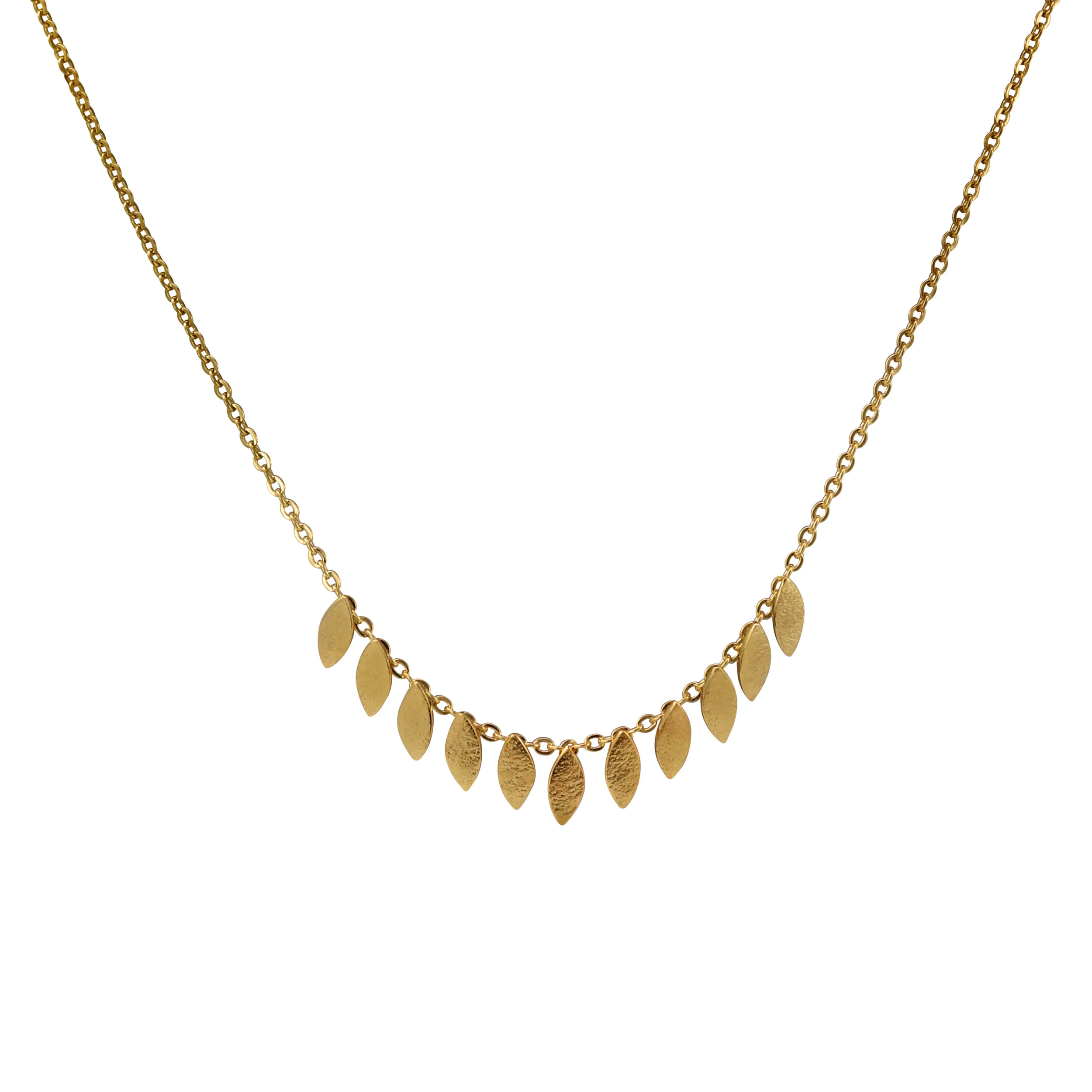 Textured Feather Necklace gold