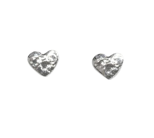 Hammered Heart Studs (Sterling Silver/Gold Plated)