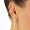 Oval Multi Gem Huggie Hoop Earrings