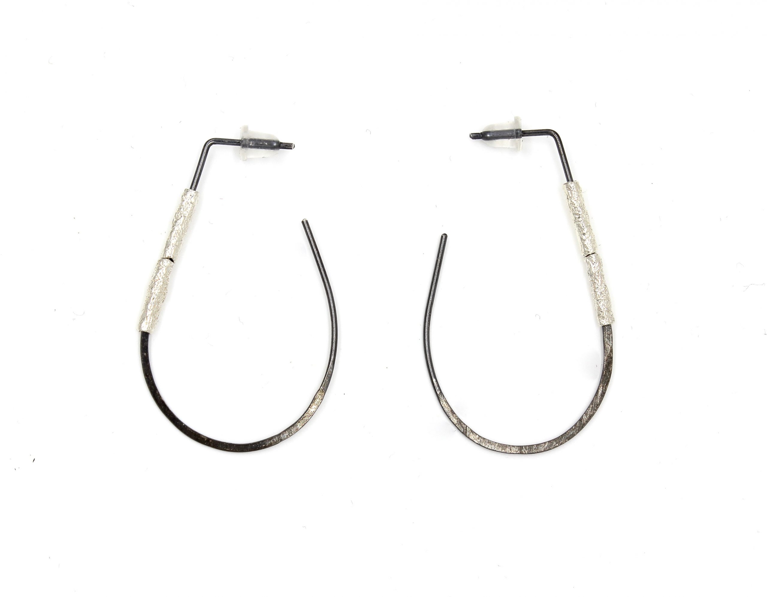 Oxidised Oval Hoop Studs