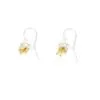 Silver Floral Drop Earrings with Gold Stamens