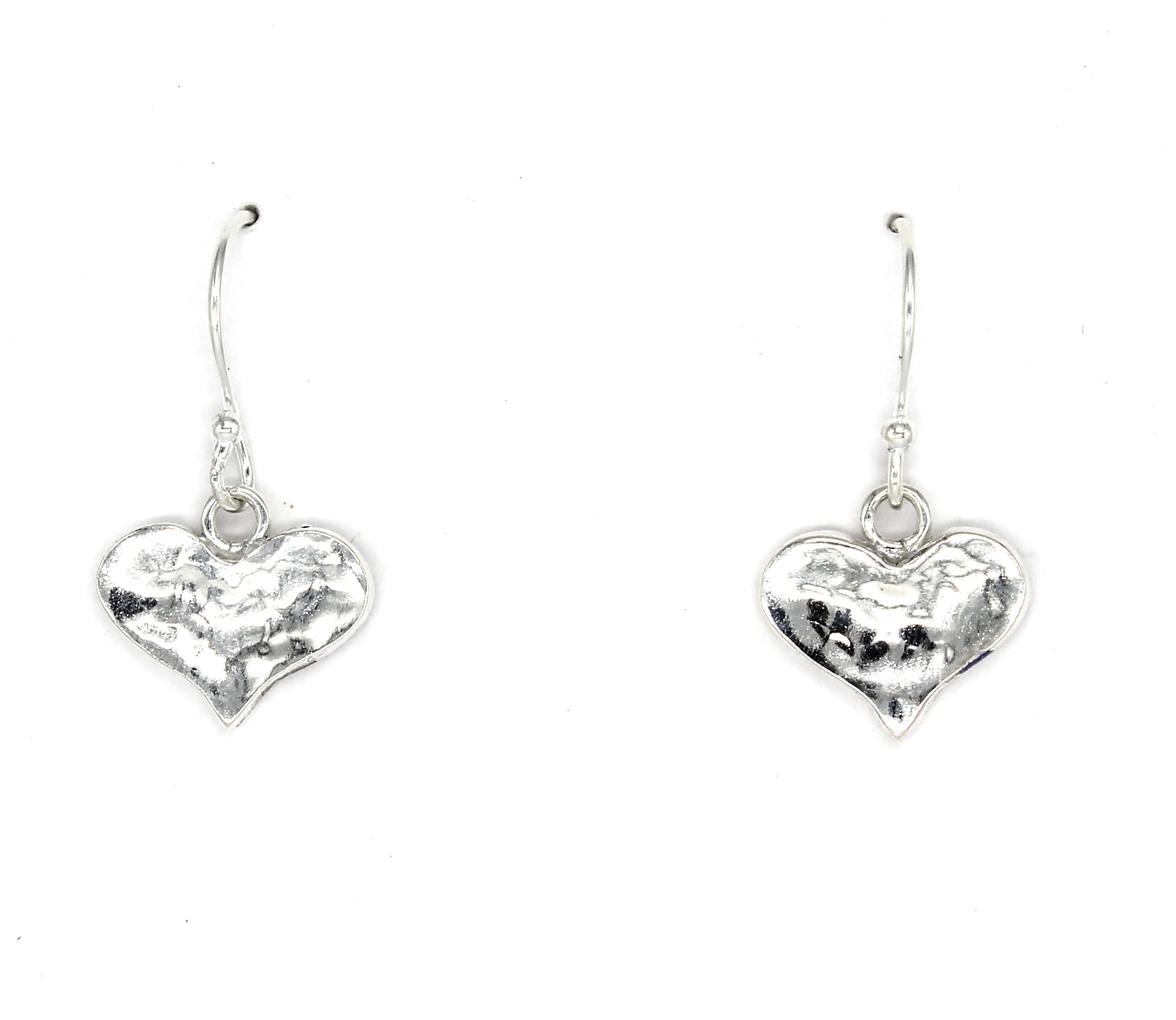 Medium Hammered Heart Drops Armed & Handmade Jewellery UK