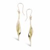 Slim Leaf Drop Earrings (Sterling Silver/Yellow Gold)