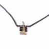 Adele Taylor Necklaces | Gold Stripe Square Necklace (Oxidised Sterling Silver Chain)