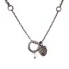Adele Taylor – Herkimer Diamond and Shield Drop Necklace – Oxidised Silver