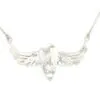 Silver Angel Wings Heart Pendant Necklace