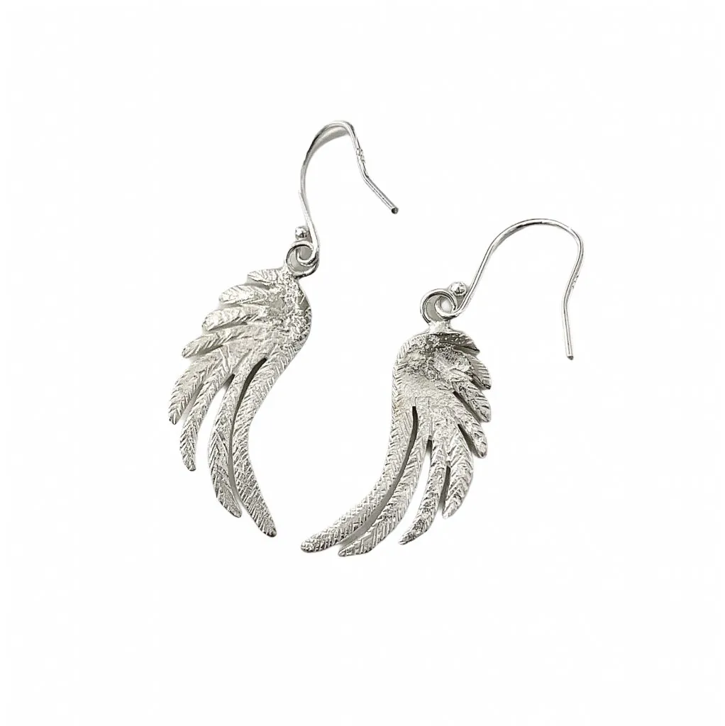 Silver Feather Drop Earrings (Large)