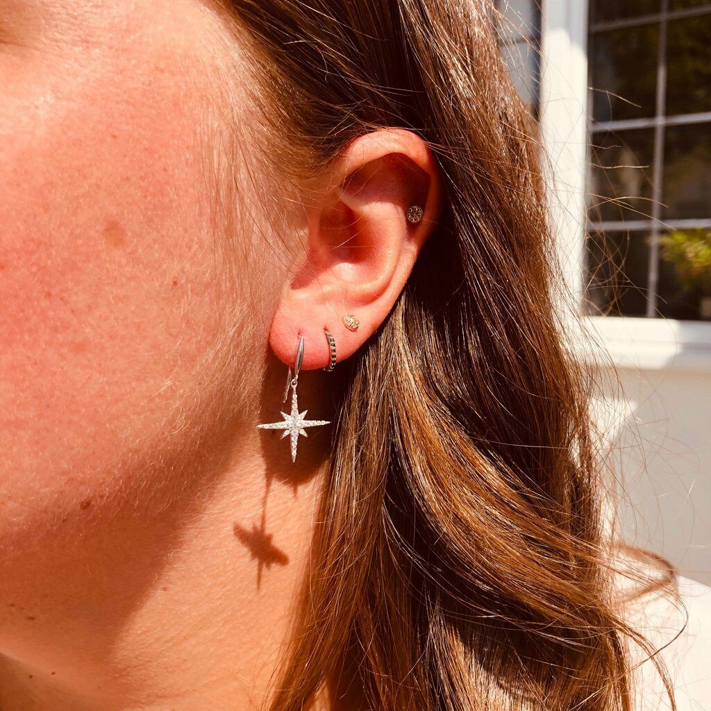 Silver Sparkly Compass Star Earrings- Armed & Gorgeous