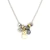 Multi-Tone Paddle Charm Necklace with Silver Chain
