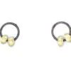Adele Taylor Earrings | Oxidised Silver Ring Studs with 18ct Gold Textured Details