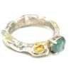 Blue Tourmaline Silver Feature Ring with 9ct Gold Wash