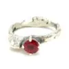 Fi Mehra Jewellery | Red Tourmaline Organic Texture Silver Ring