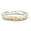 Fi Mehra Thick Hammered Silver Ring with 9ct Gold Dotwork Detail