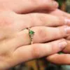 Fi Mehra Green Tsavorite Ring with 9ct Gold Bubble Features