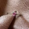 Fi Mehra Pink Tourmaline Silver Ring with Rose Gold Dot Detail