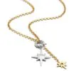 Silver North Star Charm Necklace with Small Gold Heart Star Charm