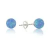 Blue Opal Bead 6mm Stud Earring