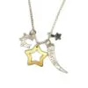 Star, Moon and Tusk Charm Necklace (Sterling Silver and Gold Plate)