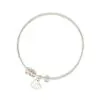 Intricate Textured Silver Heart Charm Bangle