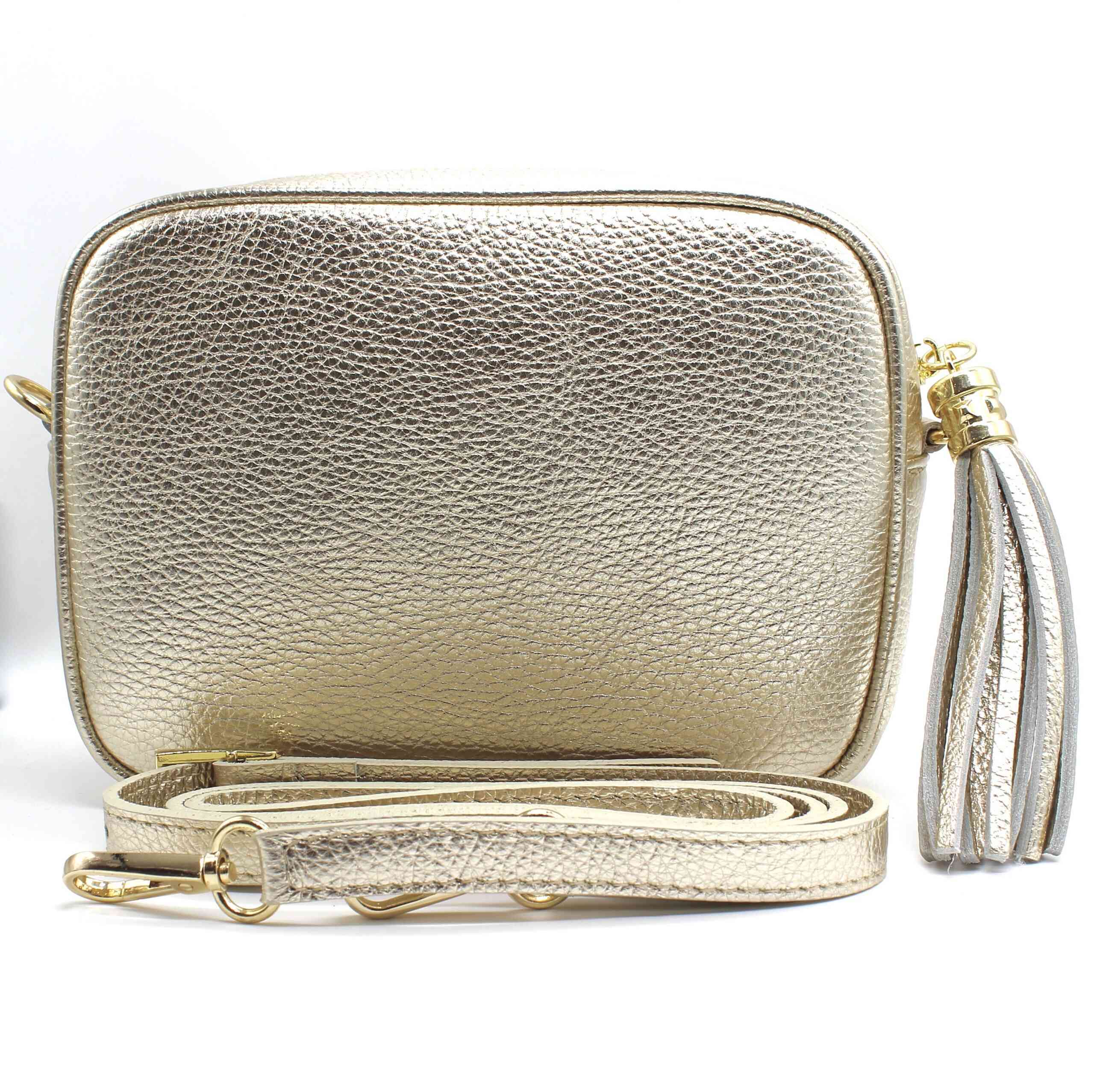 Gold Leather Camera Bag/Handbag with 