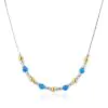 Silver and Filled Gold Dark Blue Opal Necklace
