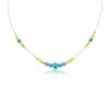 Silver and Filled Gold Aqua Opal Necklace