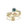 Double Silver Twist Ring with 9ct Rose Gold loose wire twist- Blue  Topaz Ring