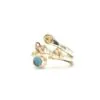 Double Silver Twist Ring with 9ct Rose Gold loose wire twist- Blue  Topaz Ring