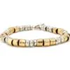 Rolled Gold and Silver Chunky Bead Bracelet