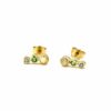 three stone earrings gold opal tsavorite sapphire