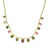 Pink and Green Tourmaline Gold Necklace