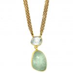 gold aquamarine drop necklace