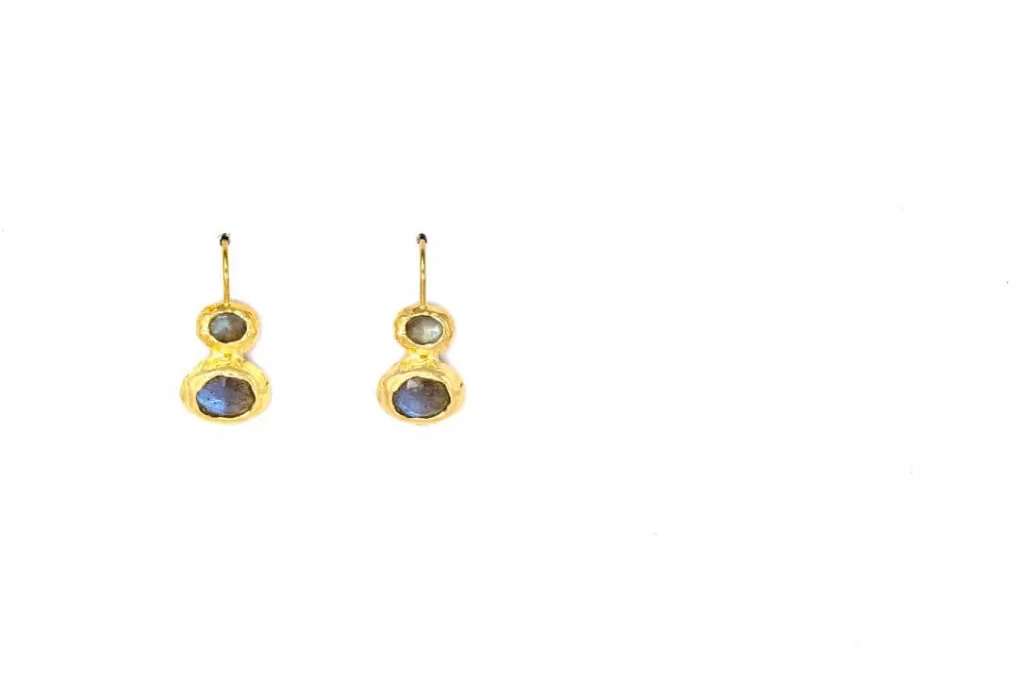 Double Gold Labradorite Earrings