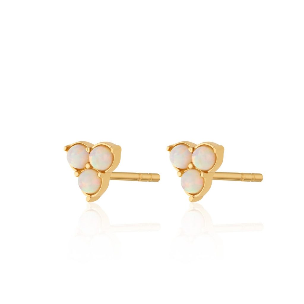 Gold Plated Opal Trinity Stud Earrings- Armed & Gorgeous