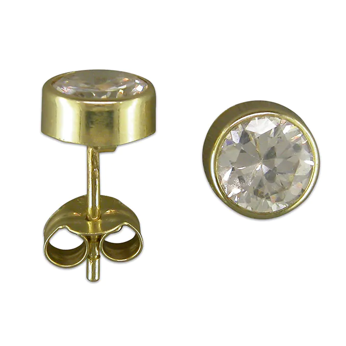 9ct Gold Circular Cubic Zirconia Studs- Armed & Gorgeous