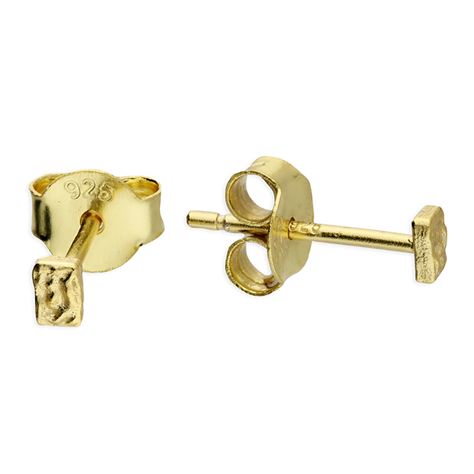 Gold Plated Textured Small Oblong Stud- Armed & Gorgeous