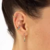 Huggie Hoop Earrings With Rainbow Stones (Sterling Silver or Gold Plated)