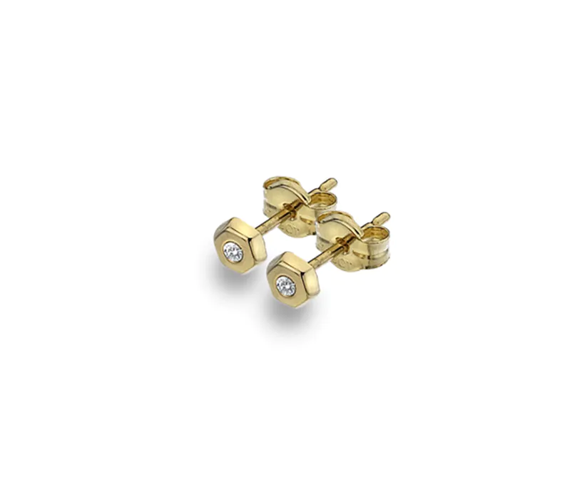 Gold Plated Hexagonal Cubic Zirconia Studs- Armed & Gorgeous