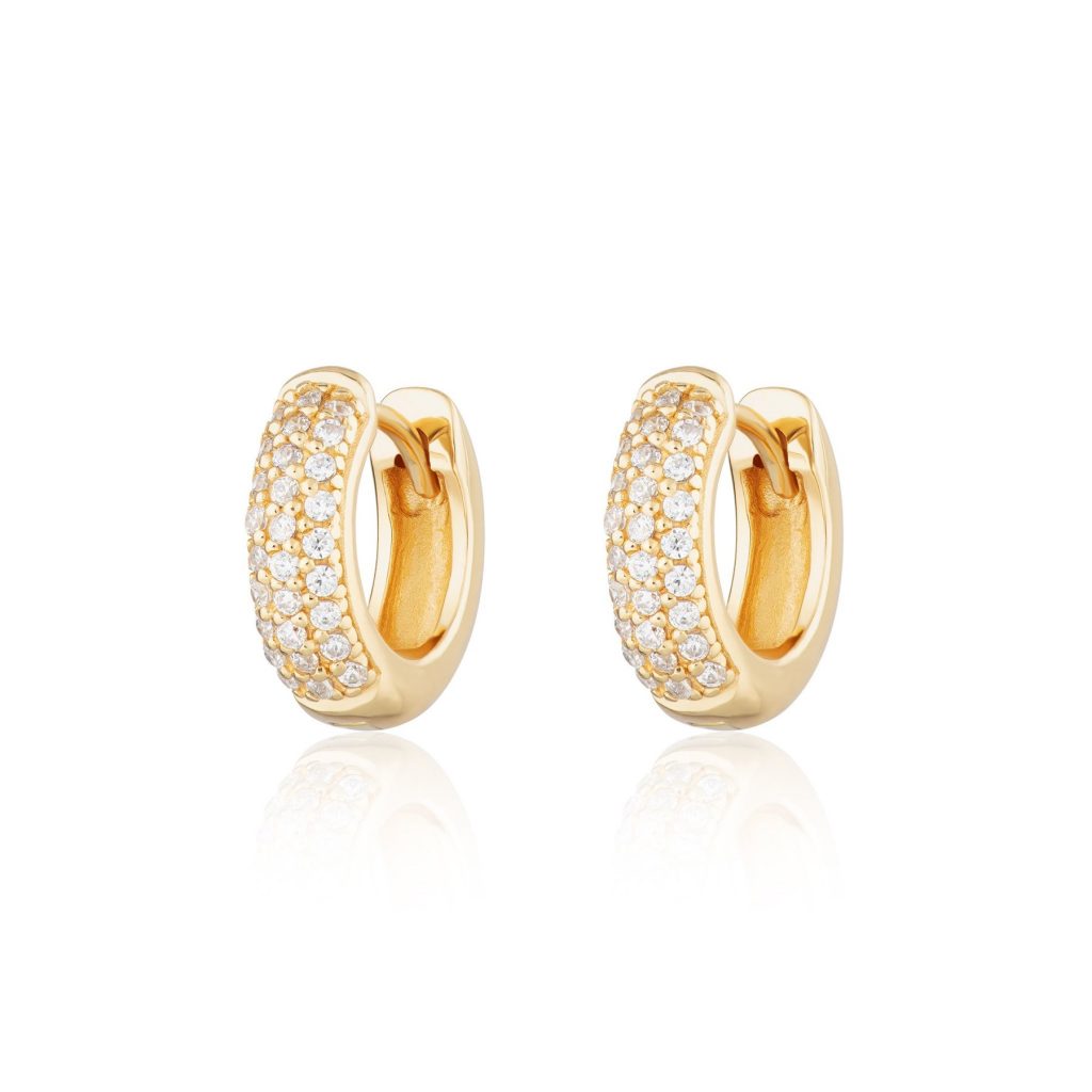 Gold Plated Bling Huggie Earrings- Armed & Gorgeous