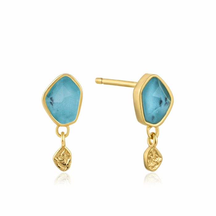 Turquoise Drop Gold Plated Studs- Armed & Gorgeous