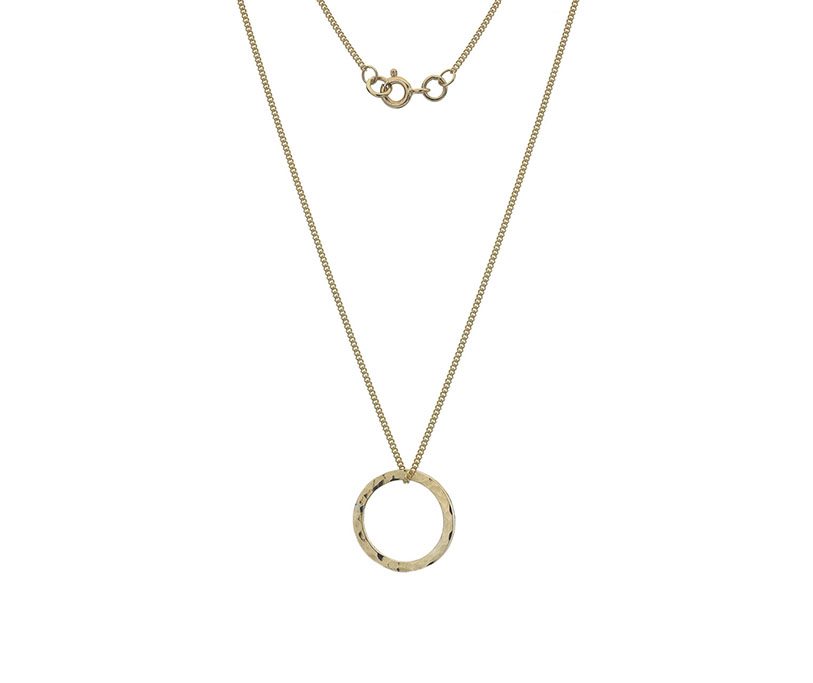 9ct Gold Hammered Circle Necklace- Armed & Gorgeous