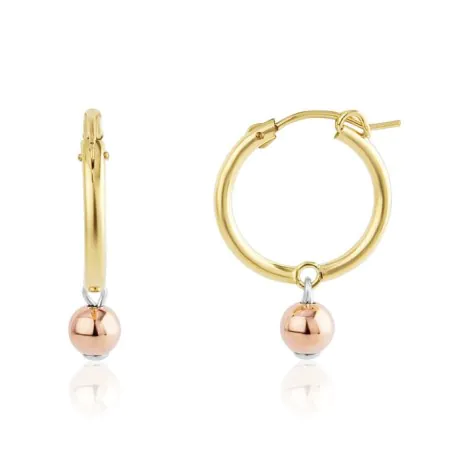 Large 14ct Gold Hoops with Rose Gold Bead-Armed & Gorgeous