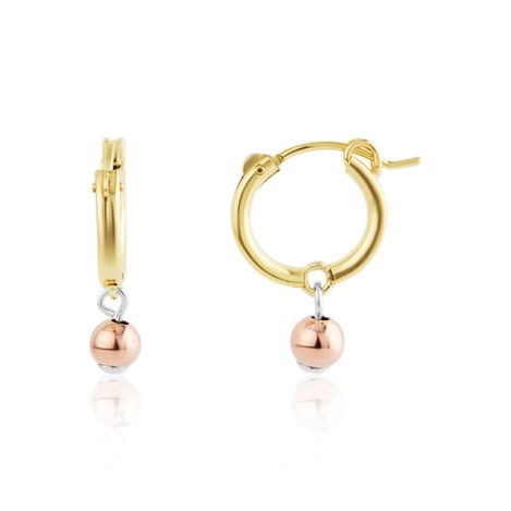 Small 14ct Gold Hoops with Rose Gold Bead-Armed & Gorgeous